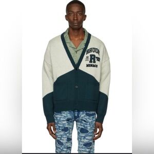 Rhude Grand Prix Cardigan ‘Crème/Black/Hunter Green’ Size XL - New